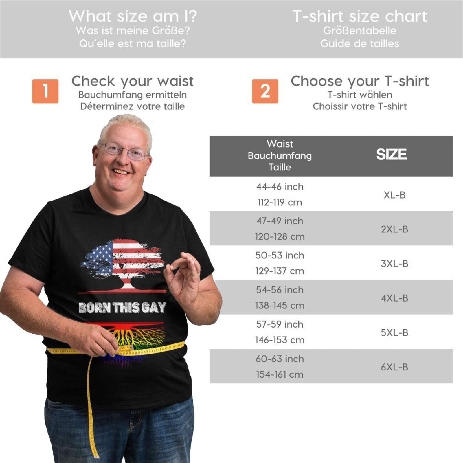 Big and Tall Shirts for Men America Rainbow Gay LGBT Flag Roots Plus Size T-Shirts