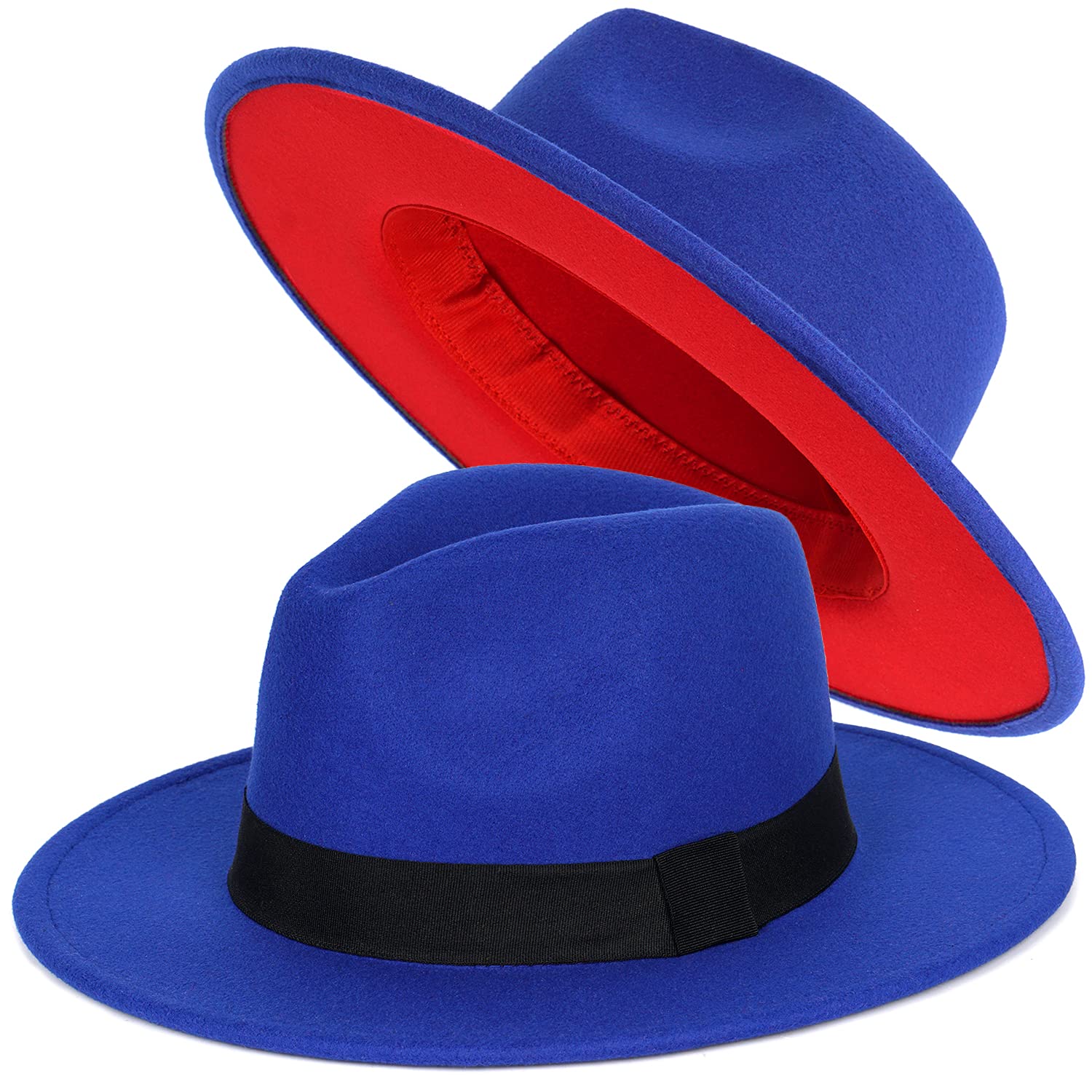FADACHY Trendy Fedora Hats for Men & Women Wide Brim Felt Hat Dress Panama Hat Two Tone Fedora