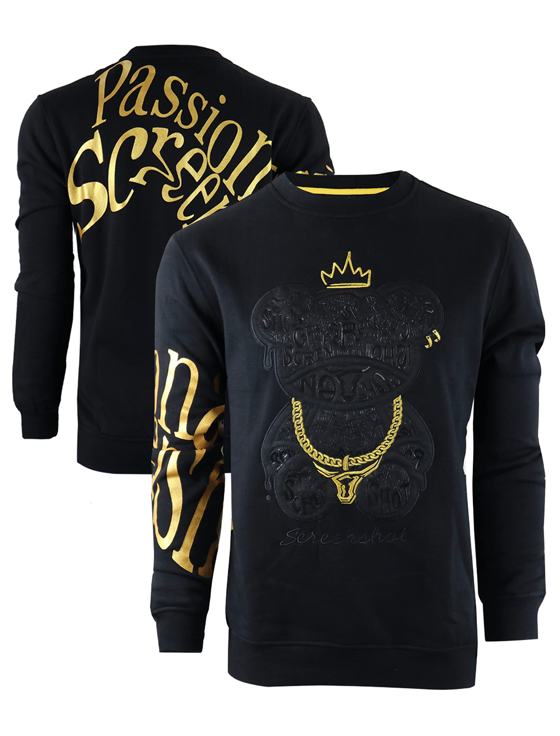 SCREENSHOT Mens Urban NYC Graffiti Hip Hop Fleece Pullover Active Fashion Crew Neck Sweatshirt Top