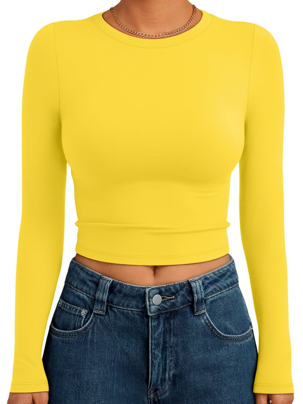 Trendy Queen Womens Long Sleeve Crop Tops Basic Slim Fitted Shirts Spring Fashion Outfits 2026 Teen Girl Clothes