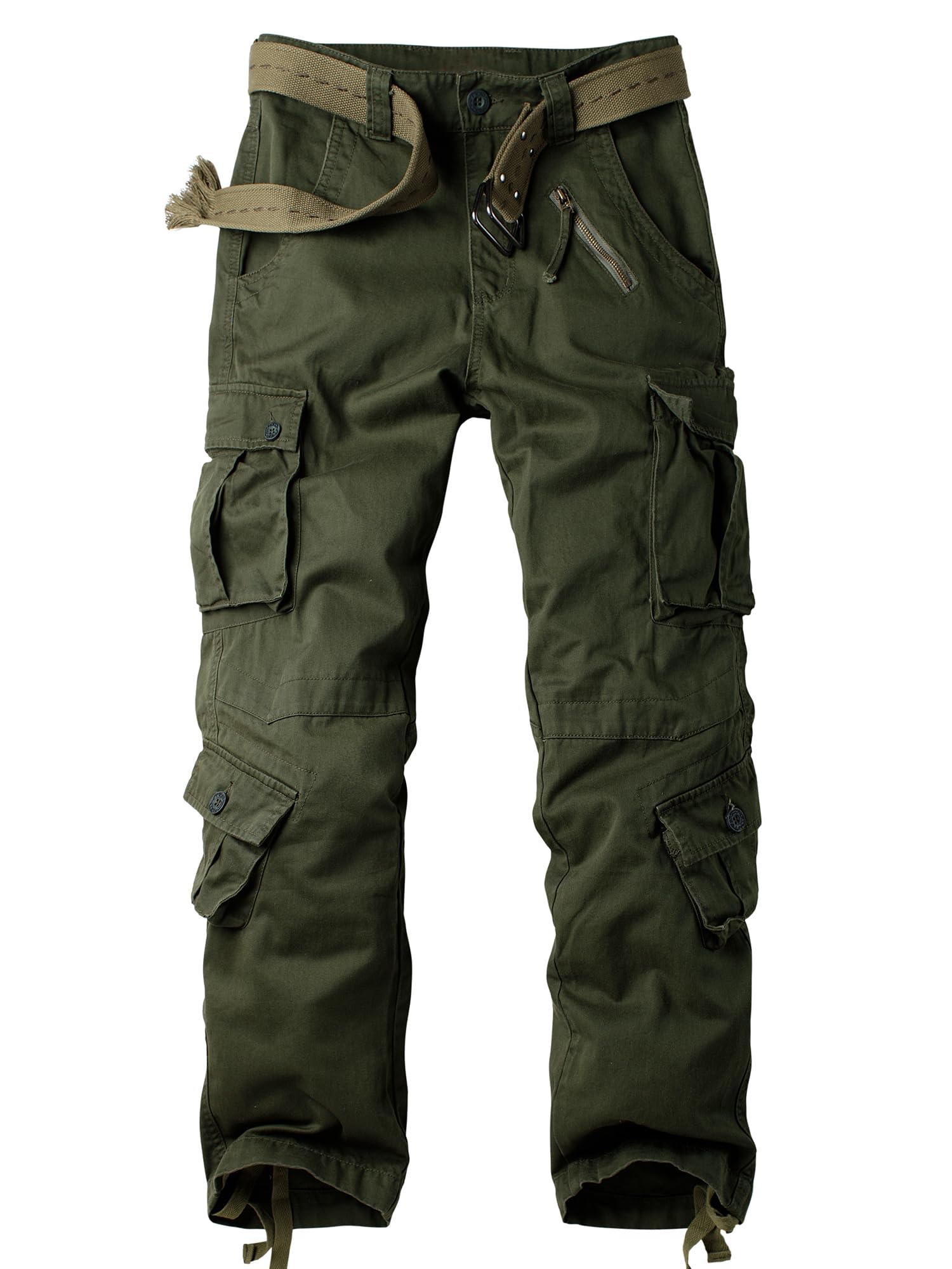 AKHIKING Men's Camo Cargo Work Pants Cotton Tactical Ripstop Casual Combat Pants with 8 Pockets