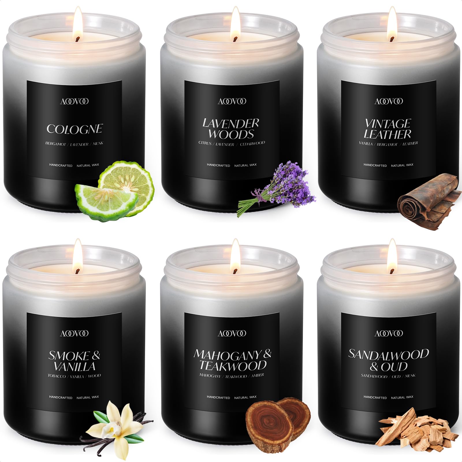 AOOVOO Scented Candles Set - Candles for Home Scented, Soy Wax Candle Gifts Set for Men, Birthday, Valentine, Christmas, Anniversary Present