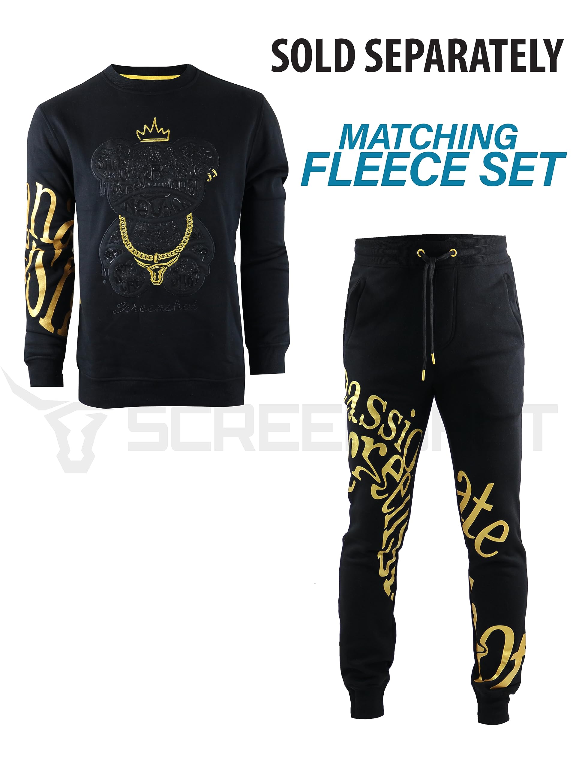 SCREENSHOT Mens Urban NYC Graffiti Hip Hop Fleece Pullover Active Fashion Crew Neck Sweatshirt Top