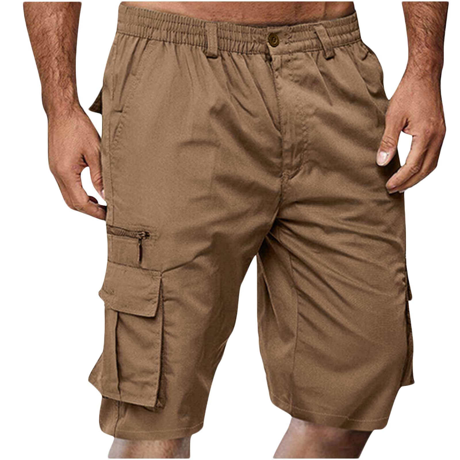 SMIDOW Cargo Shorts for Men - Big and Tall Casual Summer Elastic Waist Outdoor Work Hiking Cargo Short Pants with Pockets