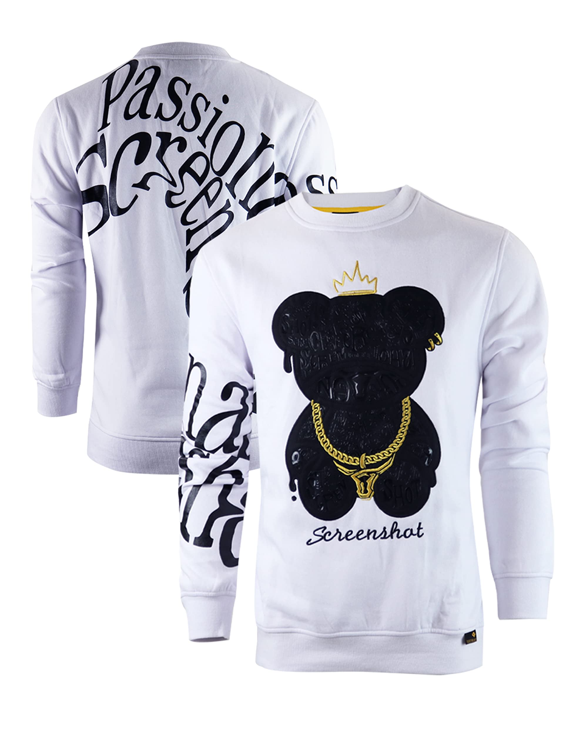 SCREENSHOT Mens Urban NYC Graffiti Hip Hop Fleece Pullover Active Fashion Crew Neck Sweatshirt Top