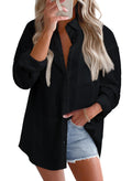 Astylish Women 2026 Loose Fit Tops Cotton Linen Button Down Shirts Collared Roll Up Long Sleeve V Neck Blouses