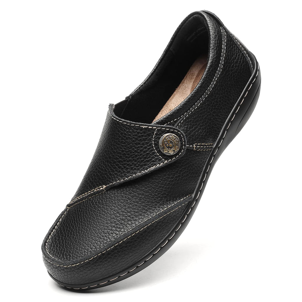 Geoeleph Women's Loafers Casual Slip-Ons Comfort Walking Flats Leather Driving Moccasins