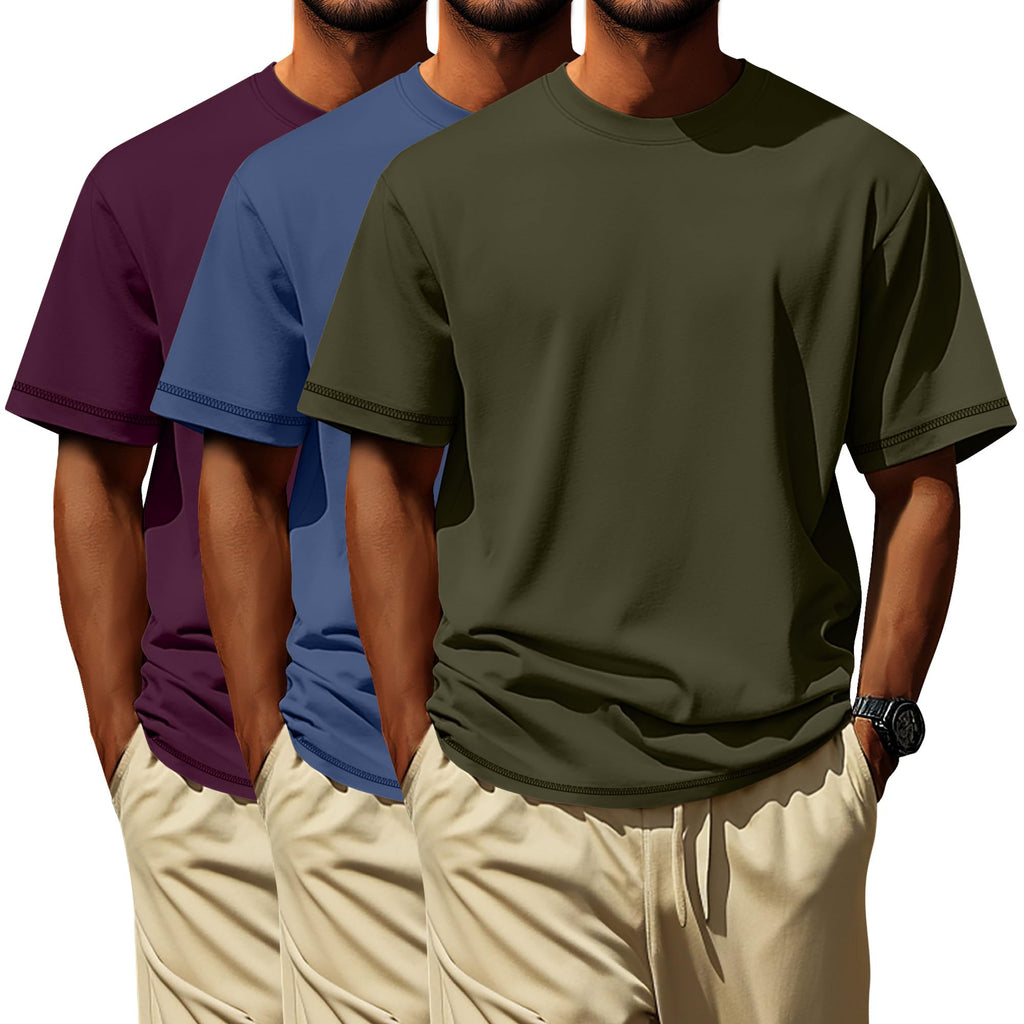Neer 3 Pack Big and Tall Shirts for Men L-7xl, Short Sleeve Men Crewneck Tops Loose Casual Large T-Shirts Summer Basic Tee