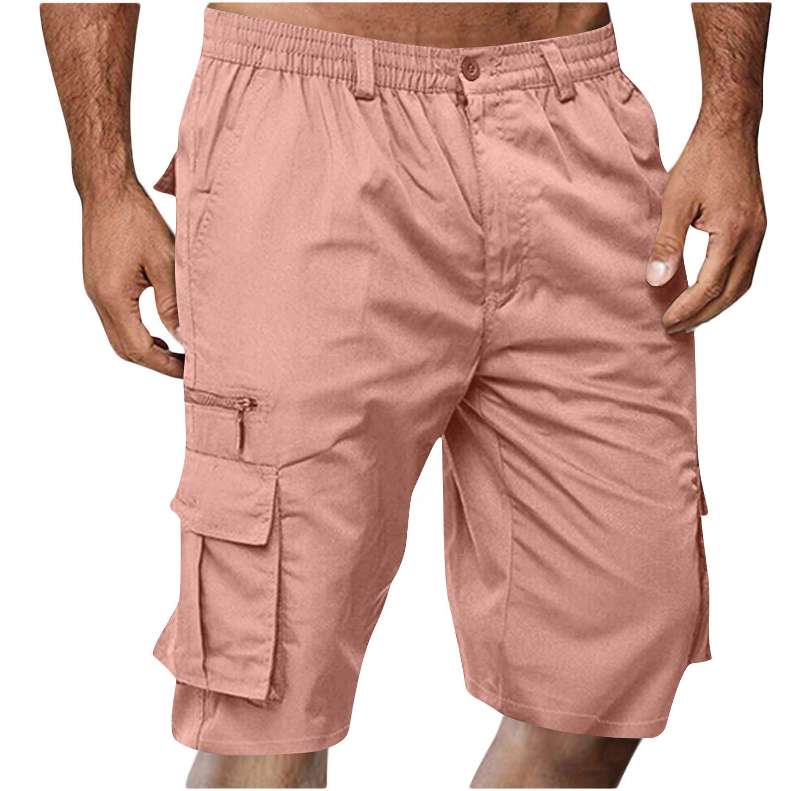 SMIDOW Cargo Shorts for Men - Big and Tall Casual Summer Elastic Waist Outdoor Work Hiking Cargo Short Pants with Pockets