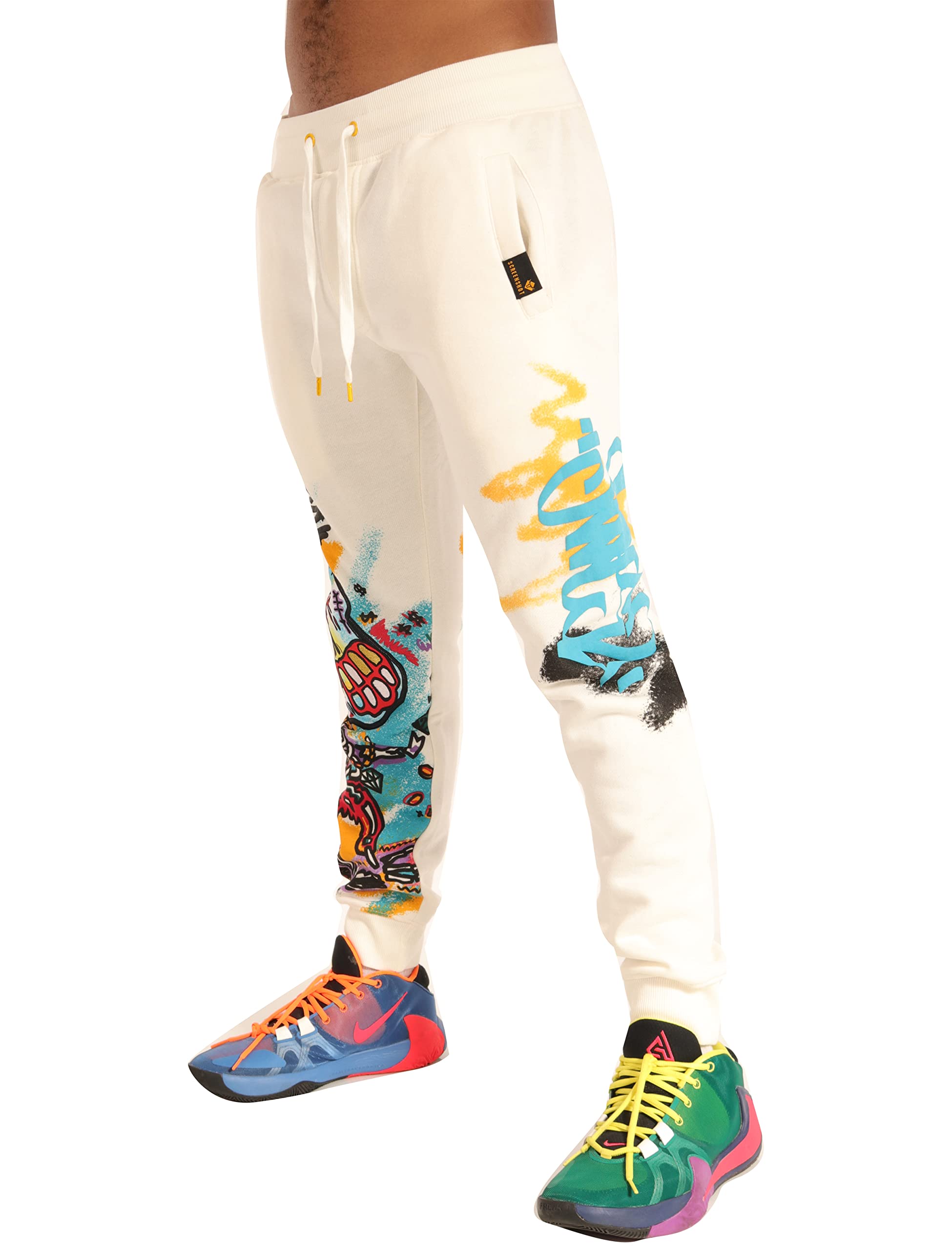 SCREENSHOT Mens Urban NYC Graffiti Hip Hop Fleece Pants Active Fashion Drawstring Sweatpants Bottoms