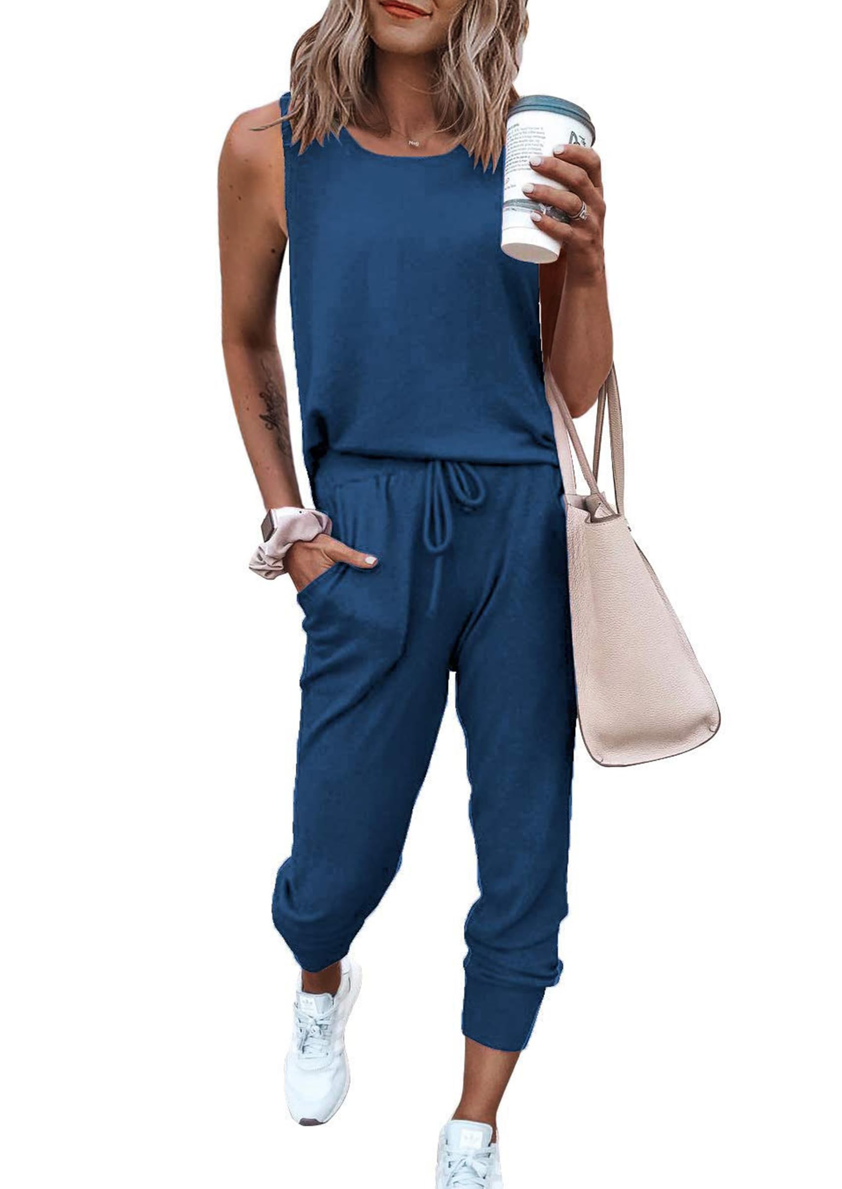 PRETTYGARDEN Women's Two Piece Outfit Sets Casual Summer Sleeveless Matching Lounge Wear Spring Travel Clothes Tracksuit