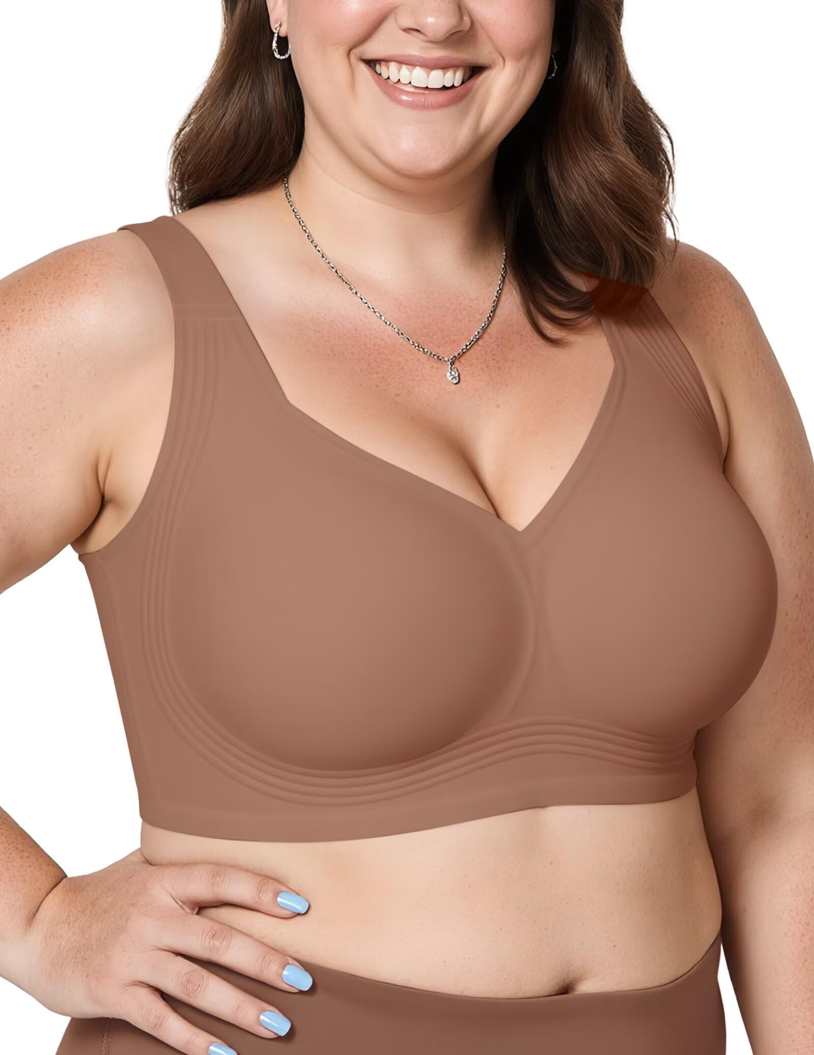 Vertvie Jelly Bras for Women Plus Size Minimizer Soft Wireless Push Up Bra Full Supportive Older Lift Back Coverage Bralette