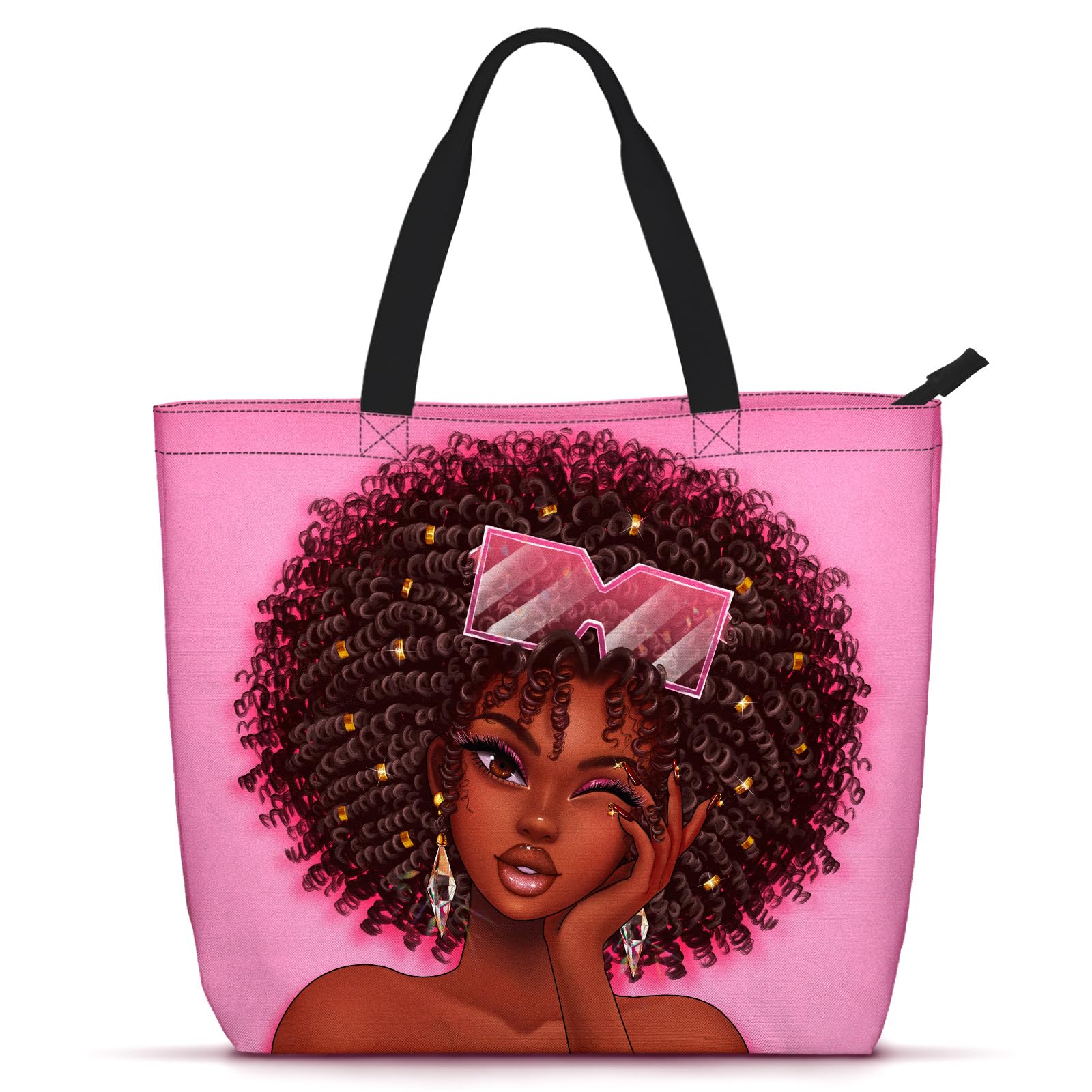 Foinior African American Black Women Tote Bag Black Girl Magic Shoulder Handbag For Work Travel Beach Shopping