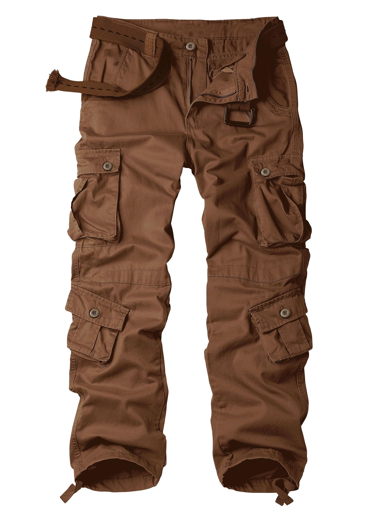 AKHIKING Men's Camo Cargo Work Pants Cotton Tactical Ripstop Casual Combat Pants with 8 Pockets