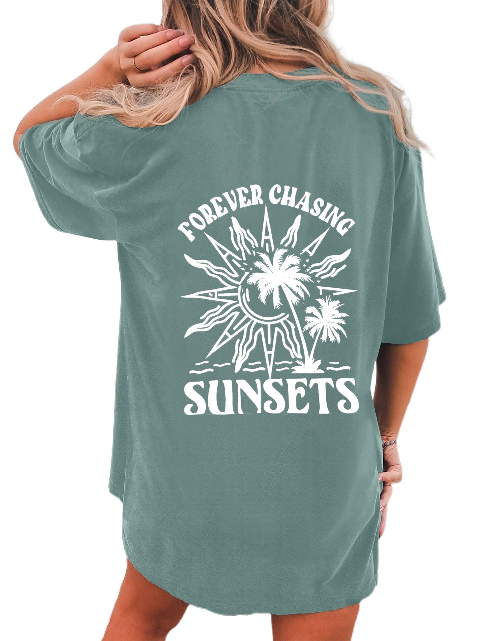 CSDAJIO Women's Trendy Oversized T Shirt Graphic Tee Crewneck Short Sleeve Loose Cute Going Out Summer Tops