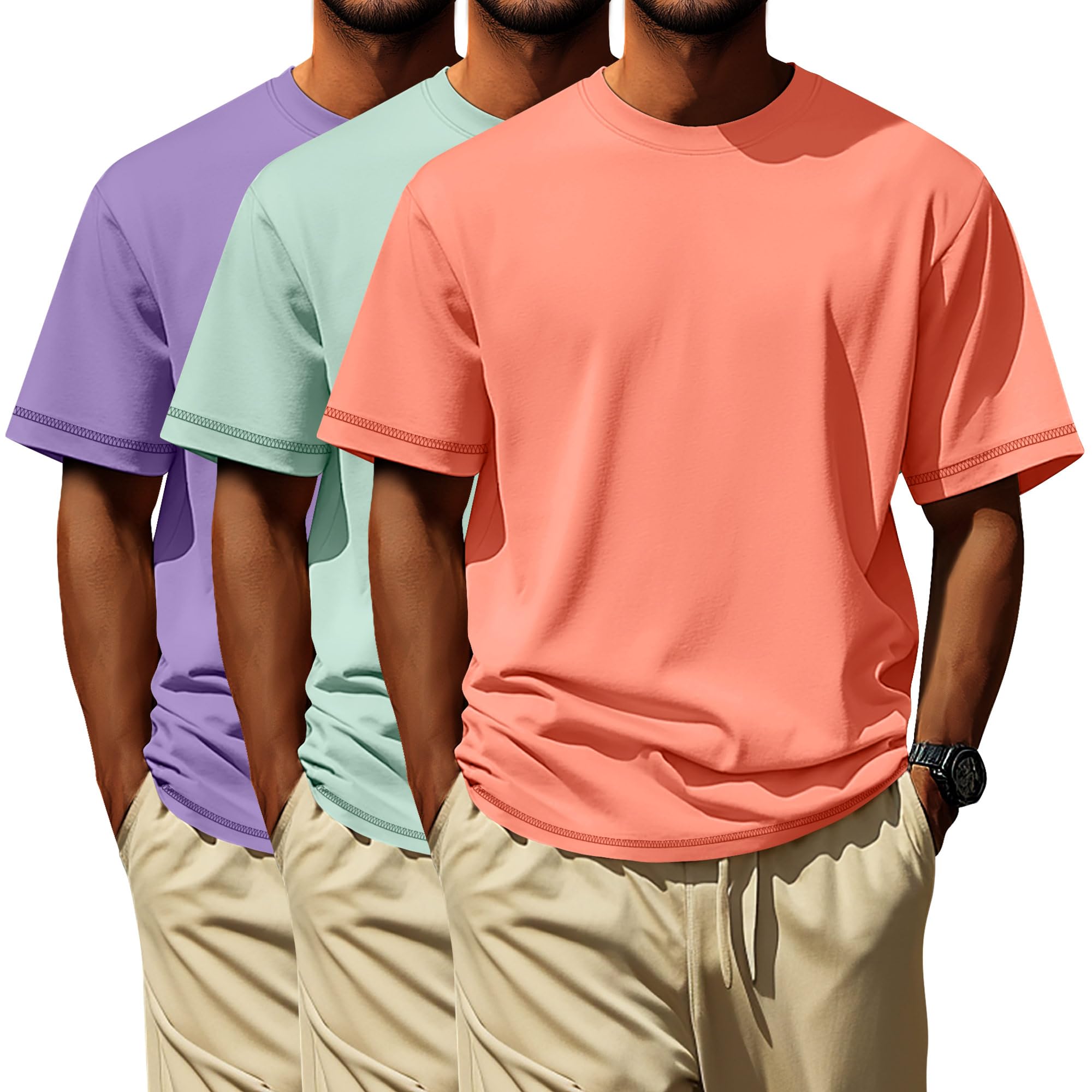 Neer 3 Pack Big and Tall Shirts for Men L-7xl, Short Sleeve Men Crewneck Tops Loose Casual Large T-Shirts Summer Basic Tee