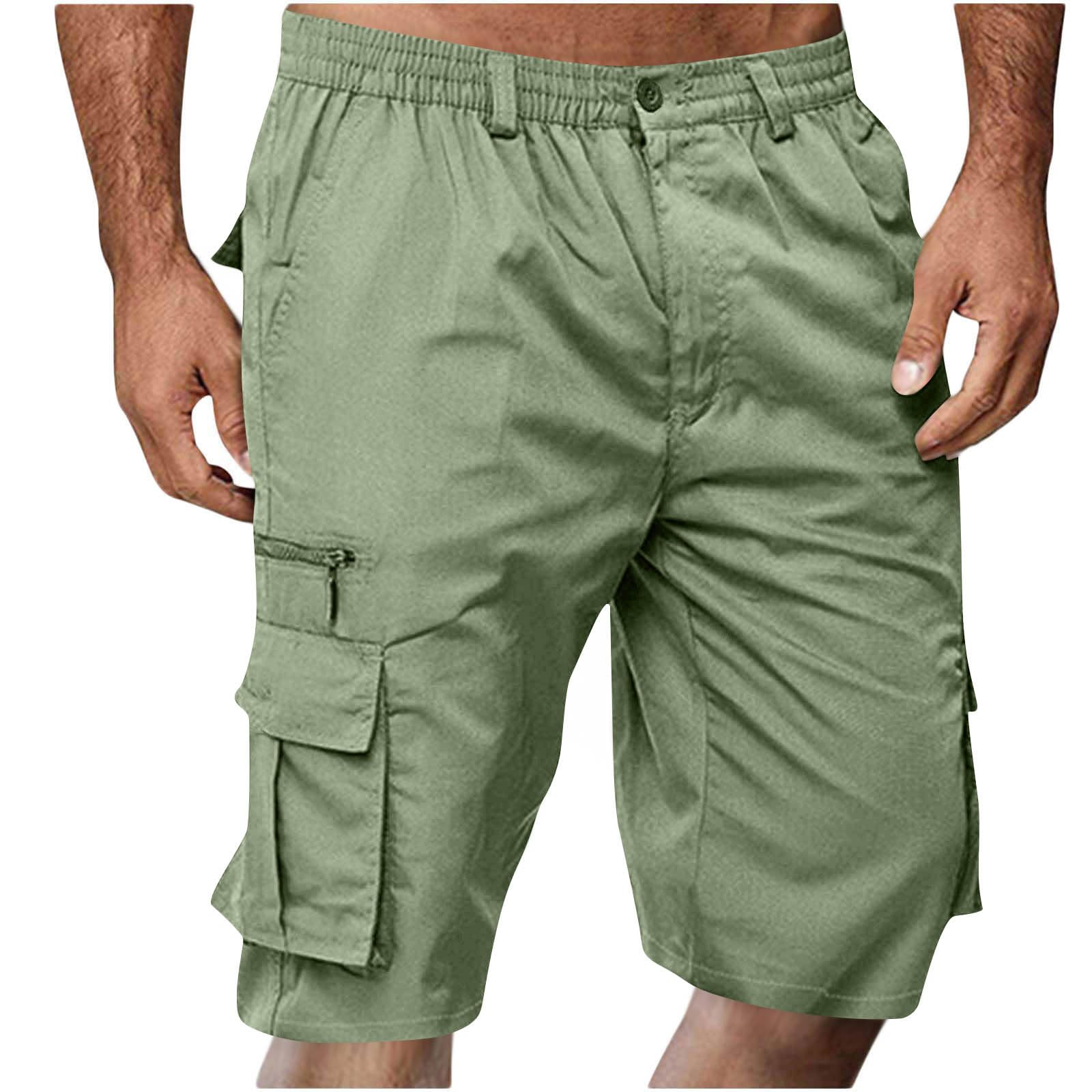 SMIDOW Cargo Shorts for Men - Big and Tall Casual Summer Elastic Waist Outdoor Work Hiking Cargo Short Pants with Pockets