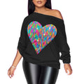 PESION Womens Off The Shoulder Tops Sexy Shiny Metallic Shirts Long Sleeves Fashion Graphic T-Shirts Blouses
