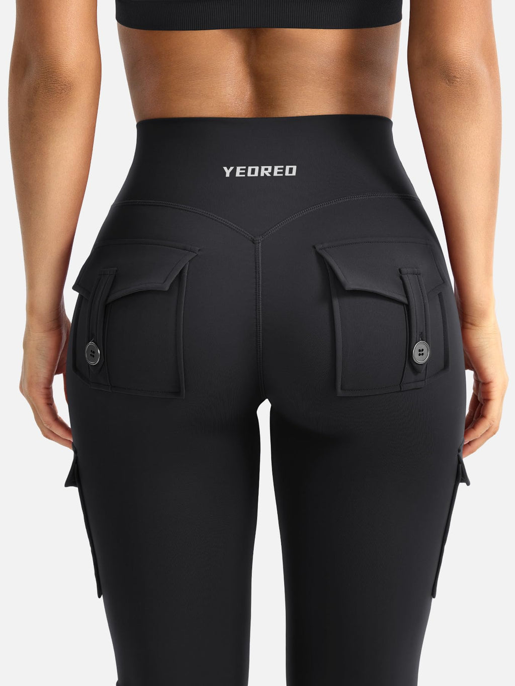 YEOREO CoreFlex Women Workout Flare Leggings with Pockets Hidden Scrunch High Waisted Cargo Gym Yoga No Front Seam Leggings