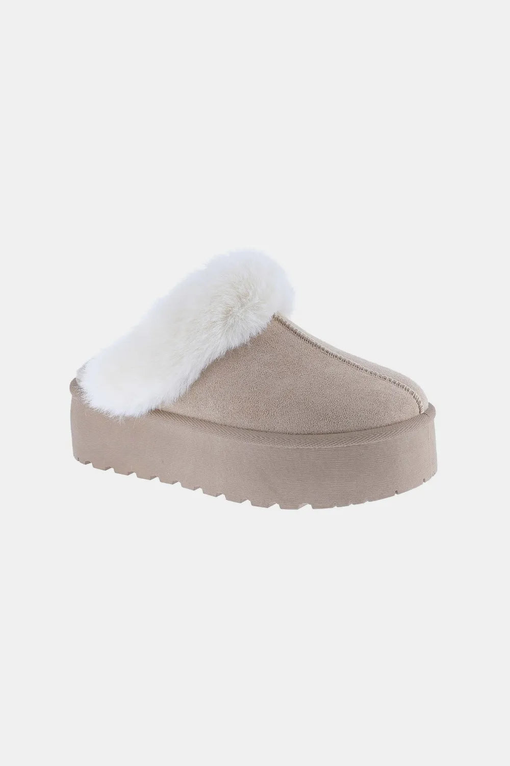Weeboo Thick Bottom Fur Trim Snow Slippers – Taupe