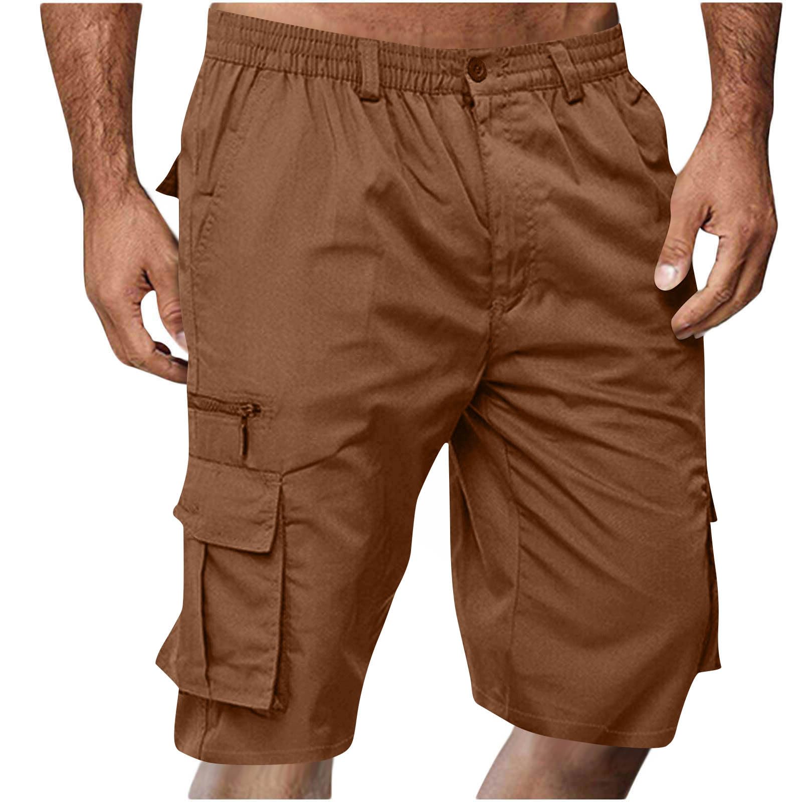 SMIDOW Cargo Shorts for Men - Big and Tall Casual Summer Elastic Waist Outdoor Work Hiking Cargo Short Pants with Pockets