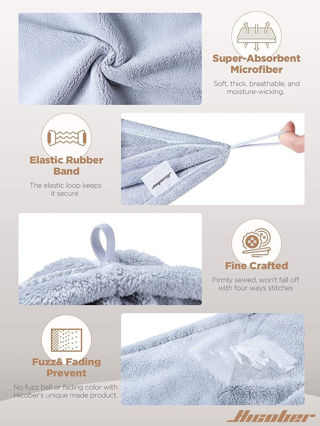 Hicober Microfiber Hair Towel