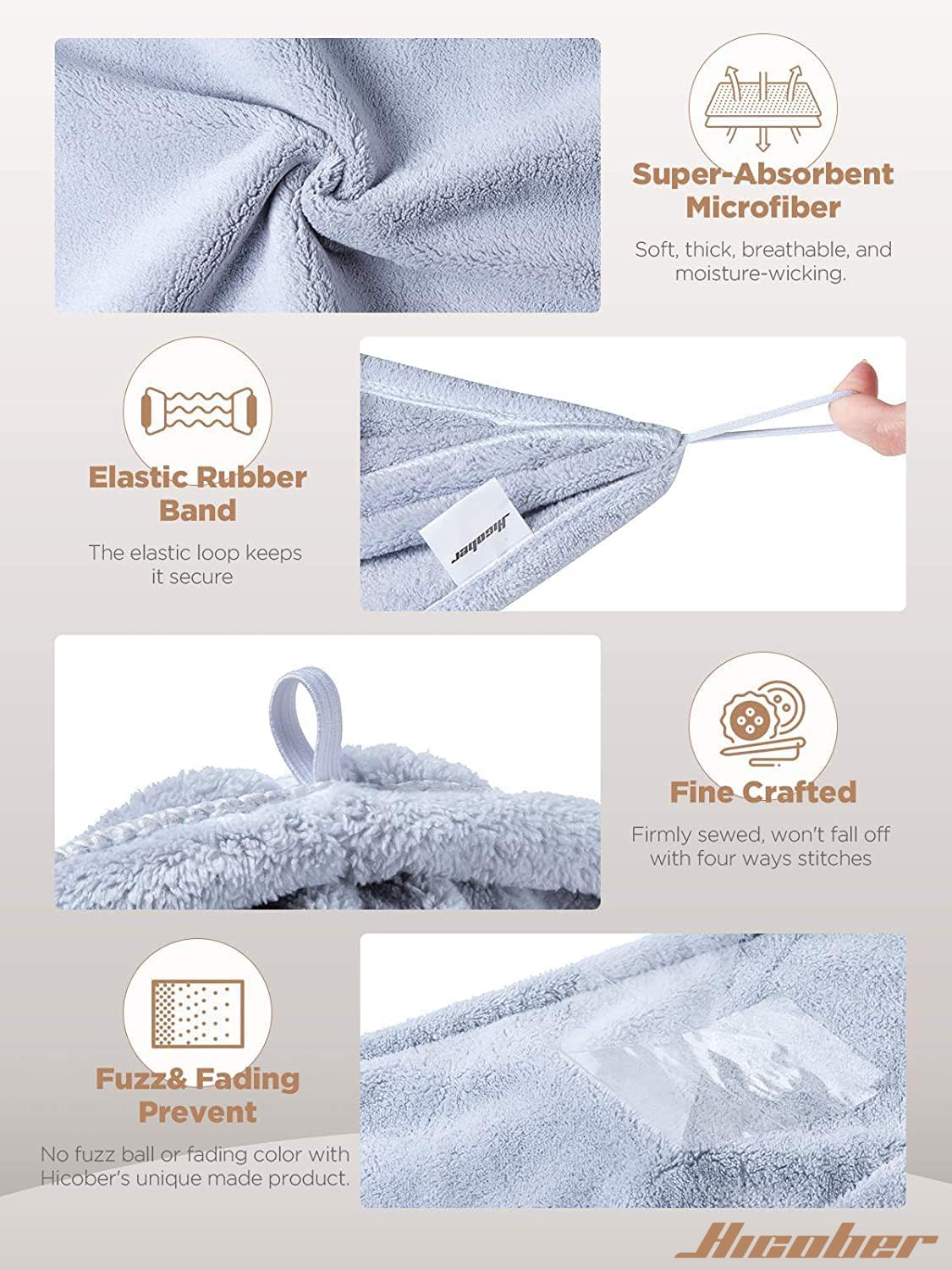 Hicober Microfiber Hair Towel