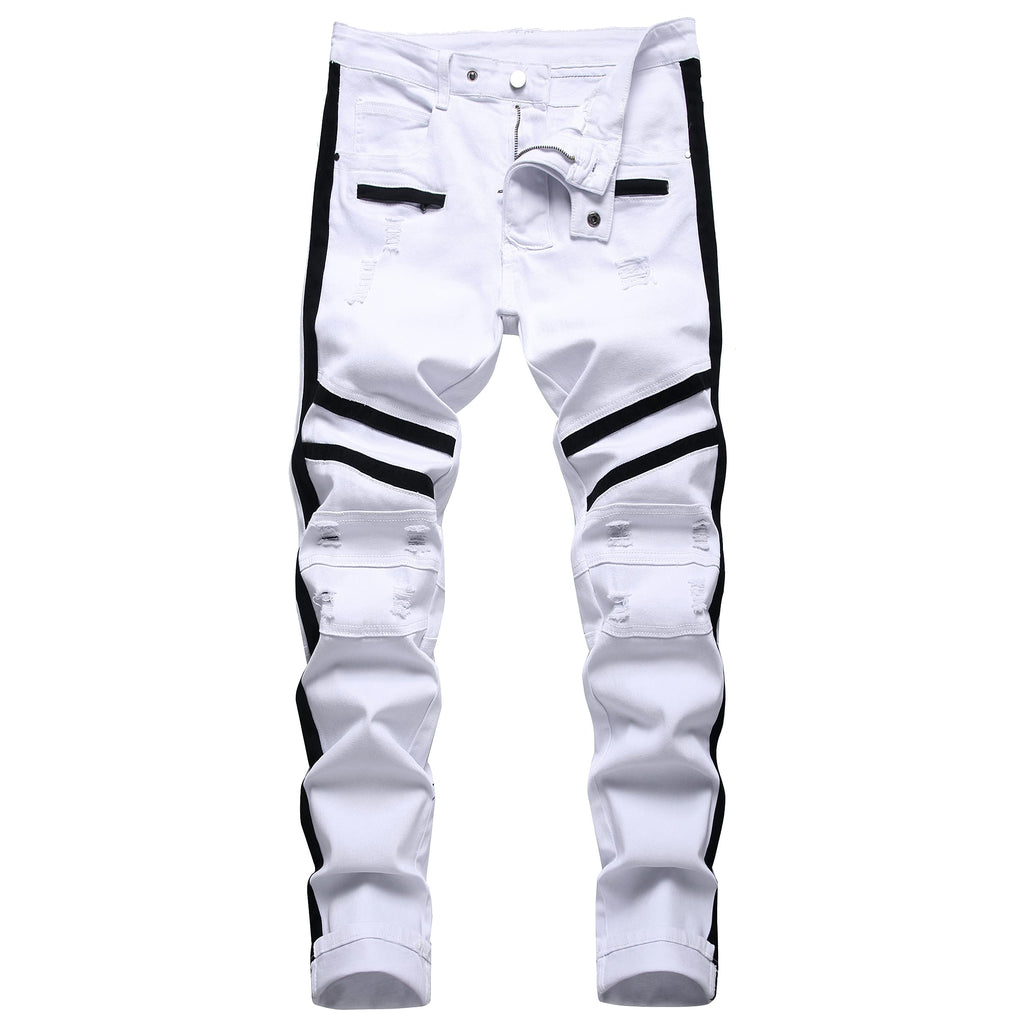QIMYUM Men's Slim Fit Jeans Ripped Skinny Jeans for Men, Fashion Biker Jeans Stretch Moto Cargo Denim Pants