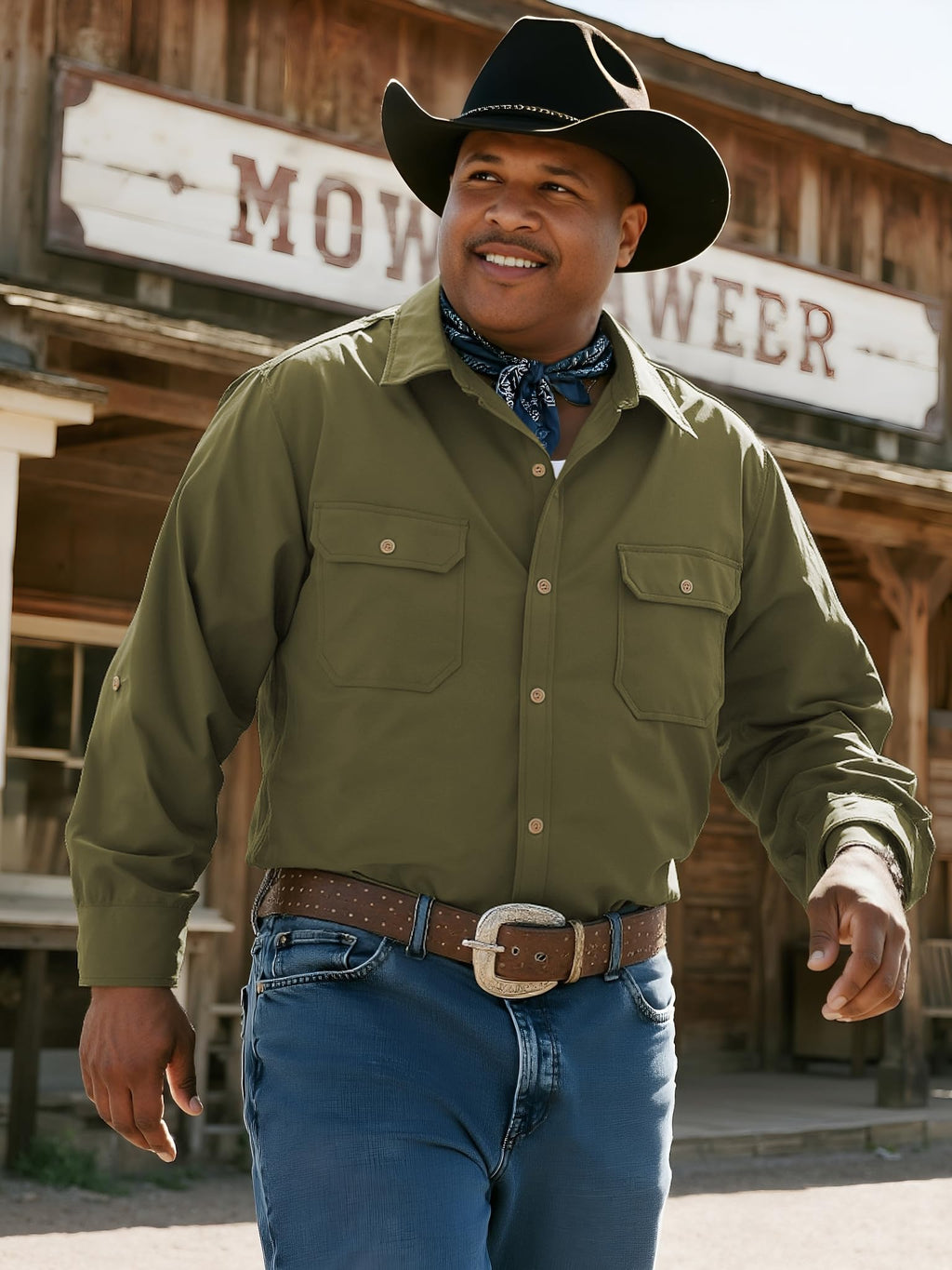 Big and Tall Shirts for Men,Button Down Work Shirt with Roll-Up Sleeves and Utility Pockets,Casual Outdoor Western Fit
