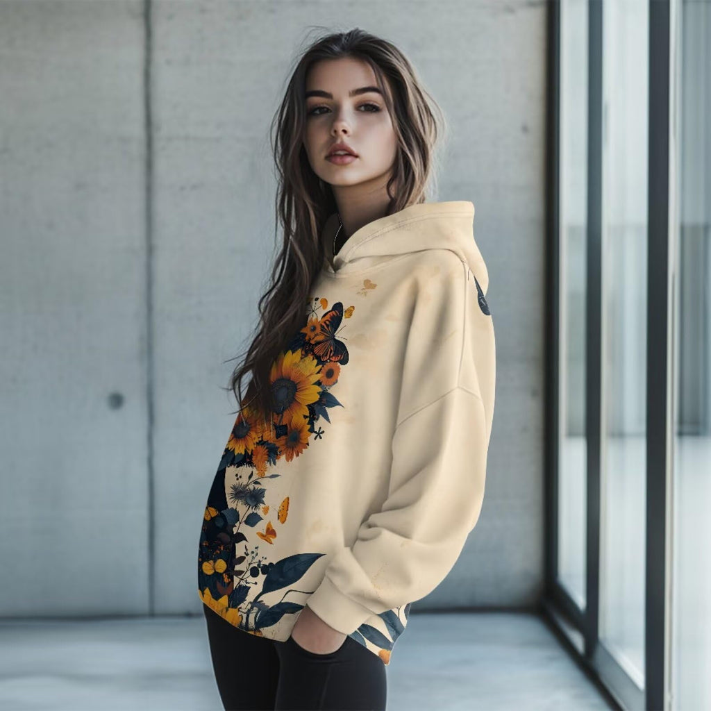 Xernghsao Women's Spring and Autumn Hooded Sweatshirt Street Fashion African American Individuality Fashion