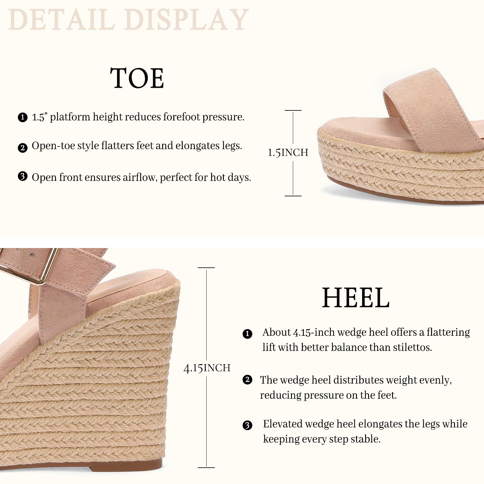 VICKI·VICKI Women's Platform Sandals Wedge Ankle Strap Open Toe Sandals