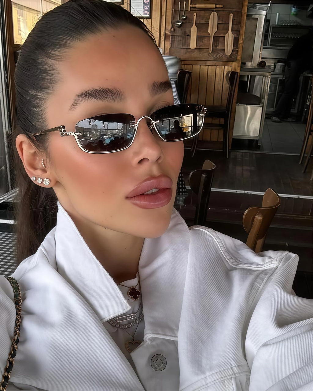 TYA Retro Y2k Sunglasses for Women Men,Trendy Semi-Rimless Sun Glasses Irregular Narrow Gold Sunnies UV400