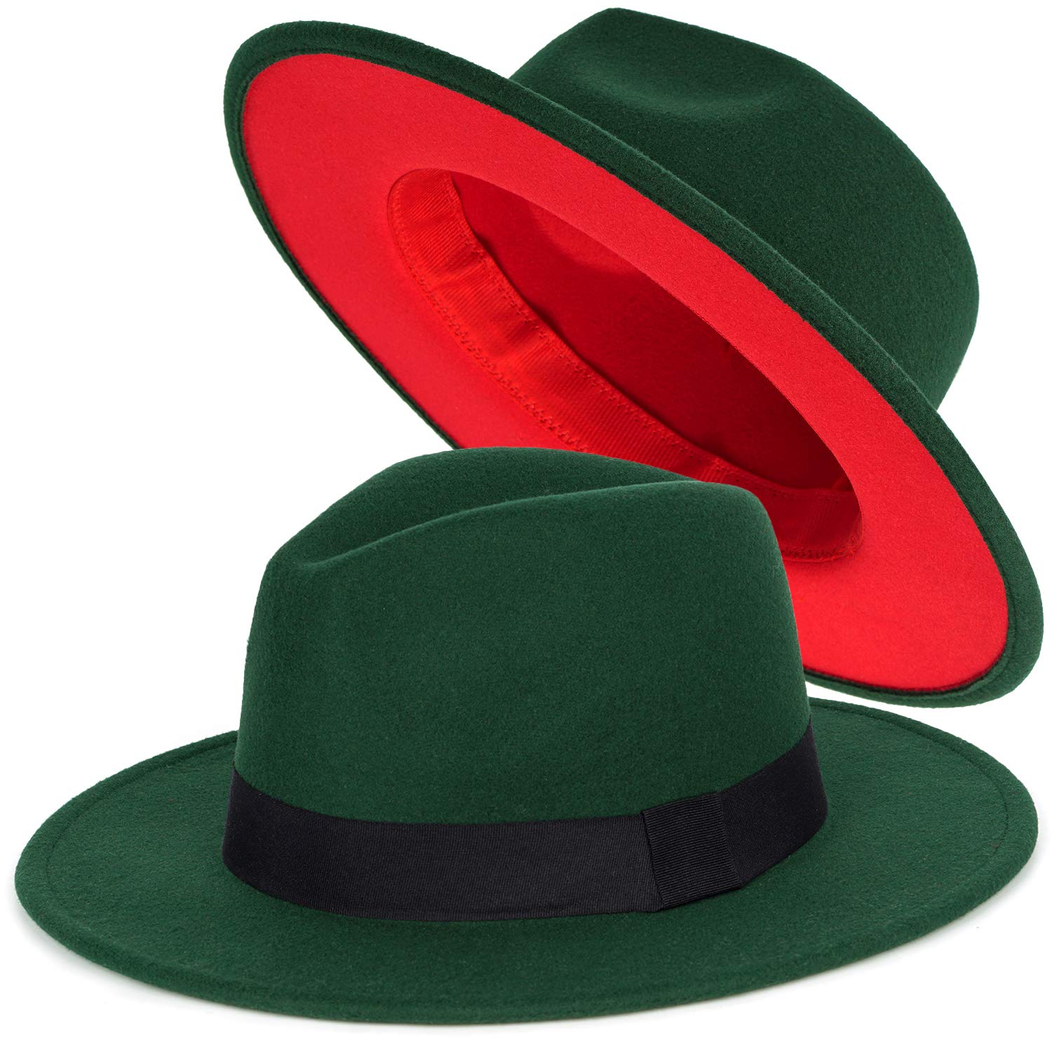 FADACHY Trendy Fedora Hats for Men & Women Wide Brim Felt Hat Dress Panama Hat Two Tone Fedora