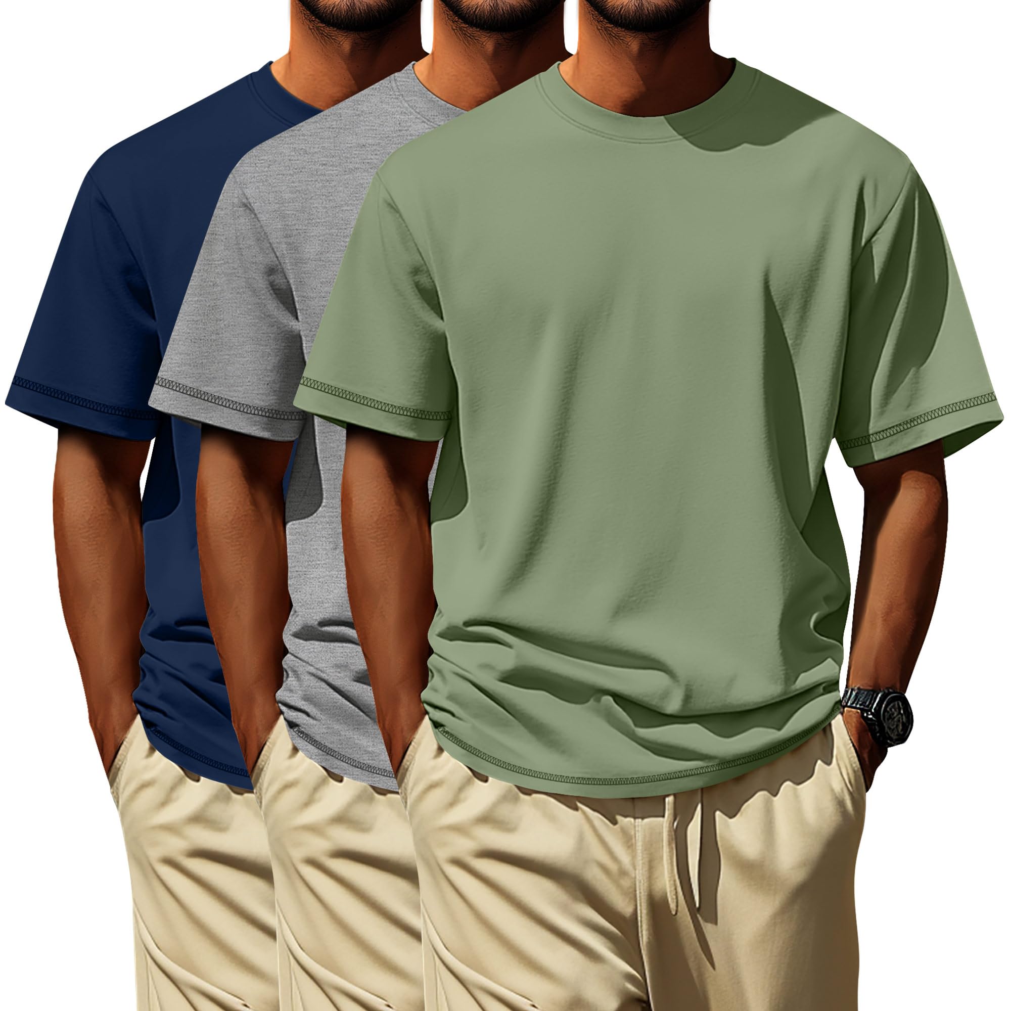 Neer 3 Pack Big and Tall Shirts for Men L-7xl, Short Sleeve Men Crewneck Tops Loose Casual Large T-Shirts Summer Basic Tee