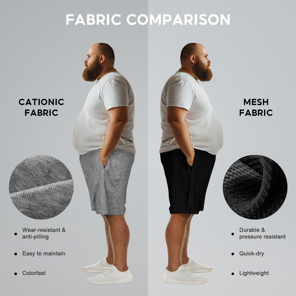 2XL-5XL Men's Big & Tall Dry-Fit Athletic Shorts, Sweat-Wicking Breathable Shorts Suitable Tall or Overweight Individuals