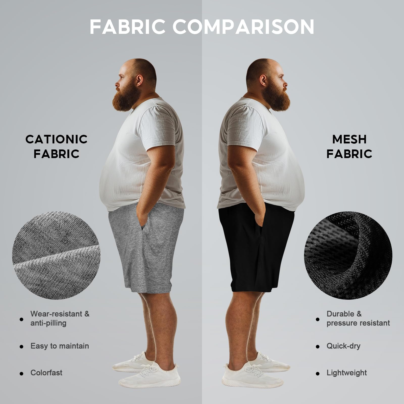 2XL-5XL Men's Big & Tall Dry-Fit Athletic Shorts, Sweat-Wicking Breathable Shorts Suitable Tall or Overweight Individuals
