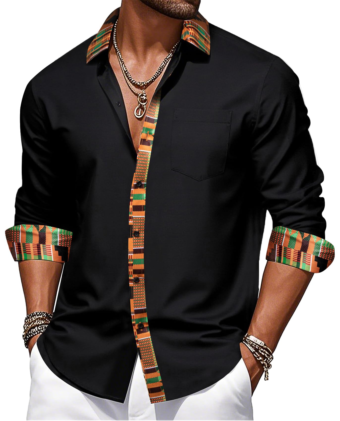 Barry.Wang Mens Satin Silk Shirts Long Sleeve Designer Dress Shirt Shiny Untucked Casual Button Down Shirt Party Disco Formal