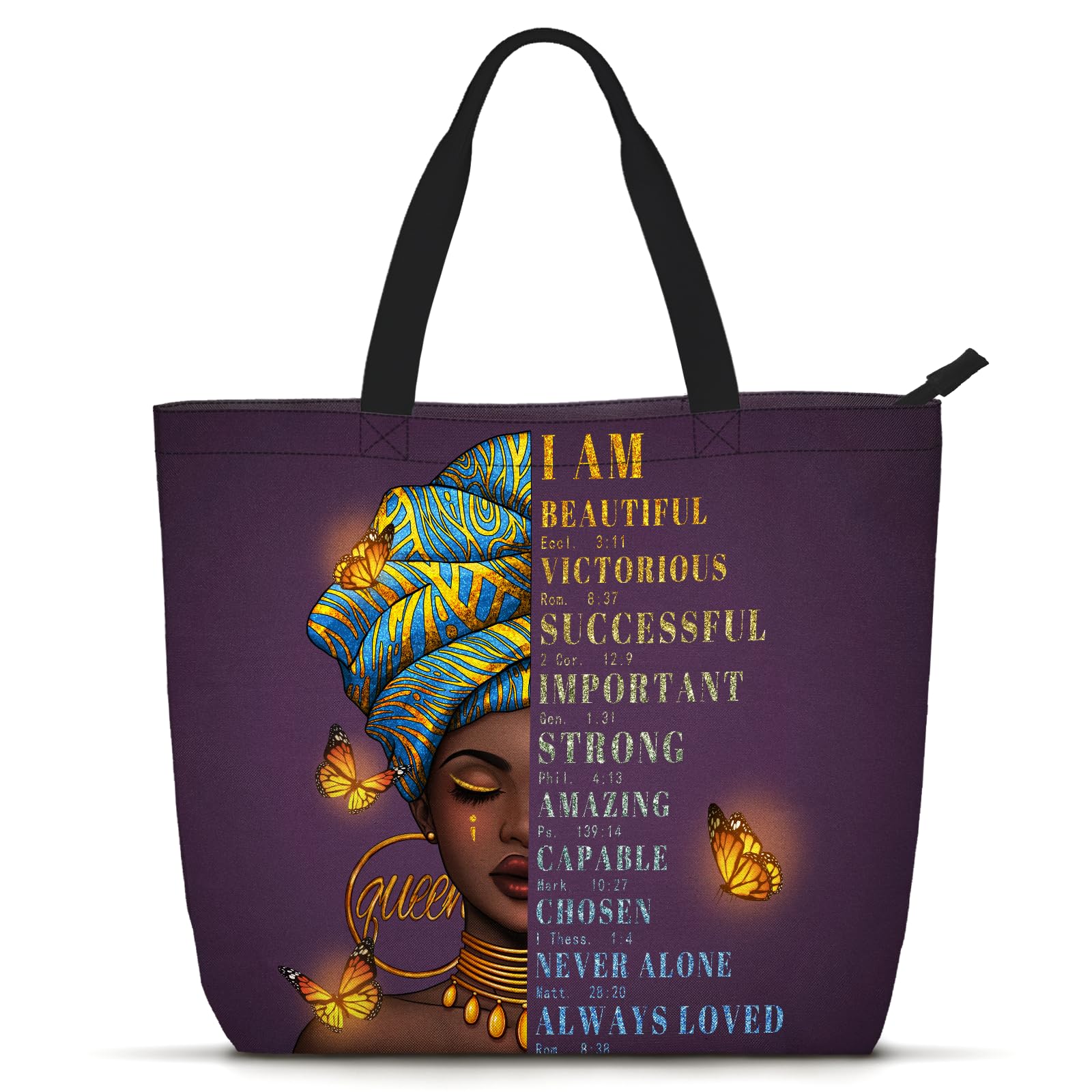 Foinior African American Black Women Tote Bag Black Girl Magic Shoulder Handbag For Work Travel Beach Shopping