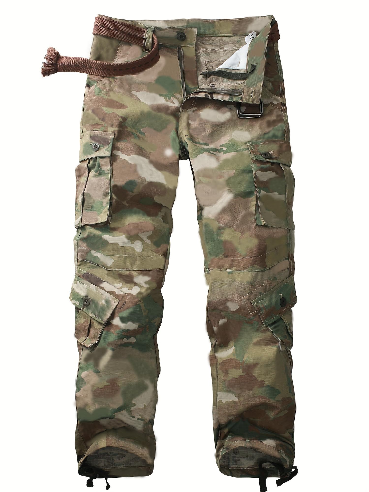 AKHIKING Men's Camo Cargo Work Pants Cotton Tactical Ripstop Casual Combat Pants with 8 Pockets