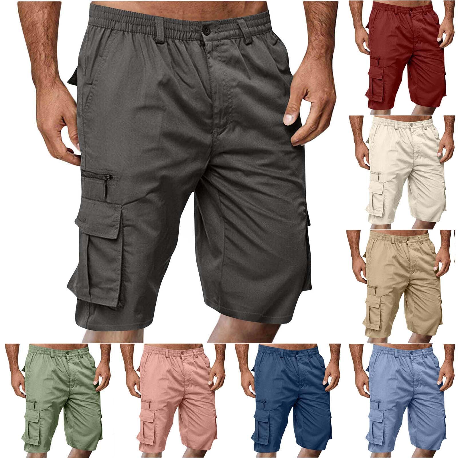 SMIDOW Cargo Shorts for Men - Big and Tall Casual Summer Elastic Waist Outdoor Work Hiking Cargo Short Pants with Pockets
