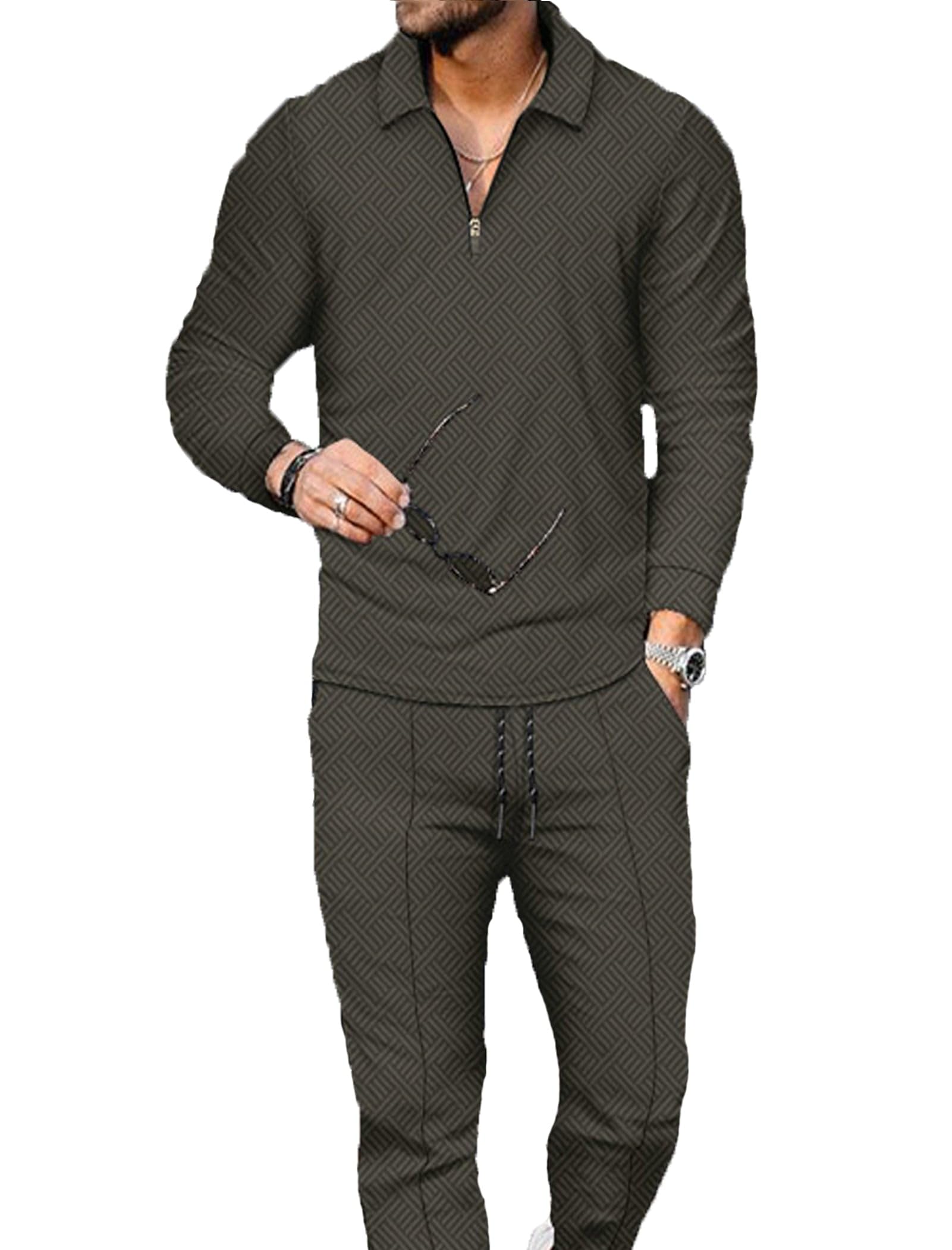 Kubsid Mens Tracksuit Set 2 Piece Long Sleeve Polo Shirt and Pants Jogging Sweatsuits Sets Casual Fashion Vacation Outfits
