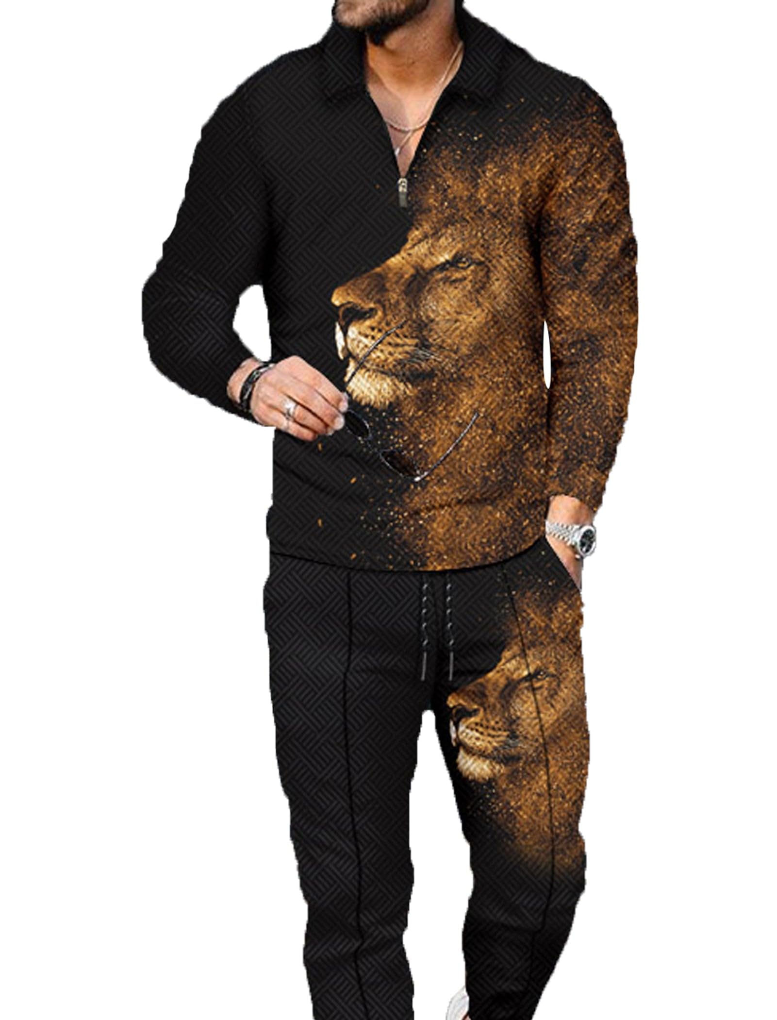 Kubsid Mens Tracksuit Set 2 Piece Long Sleeve Polo Shirt and Pants Jogging Sweatsuits Sets Casual Fashion Vacation Outfits