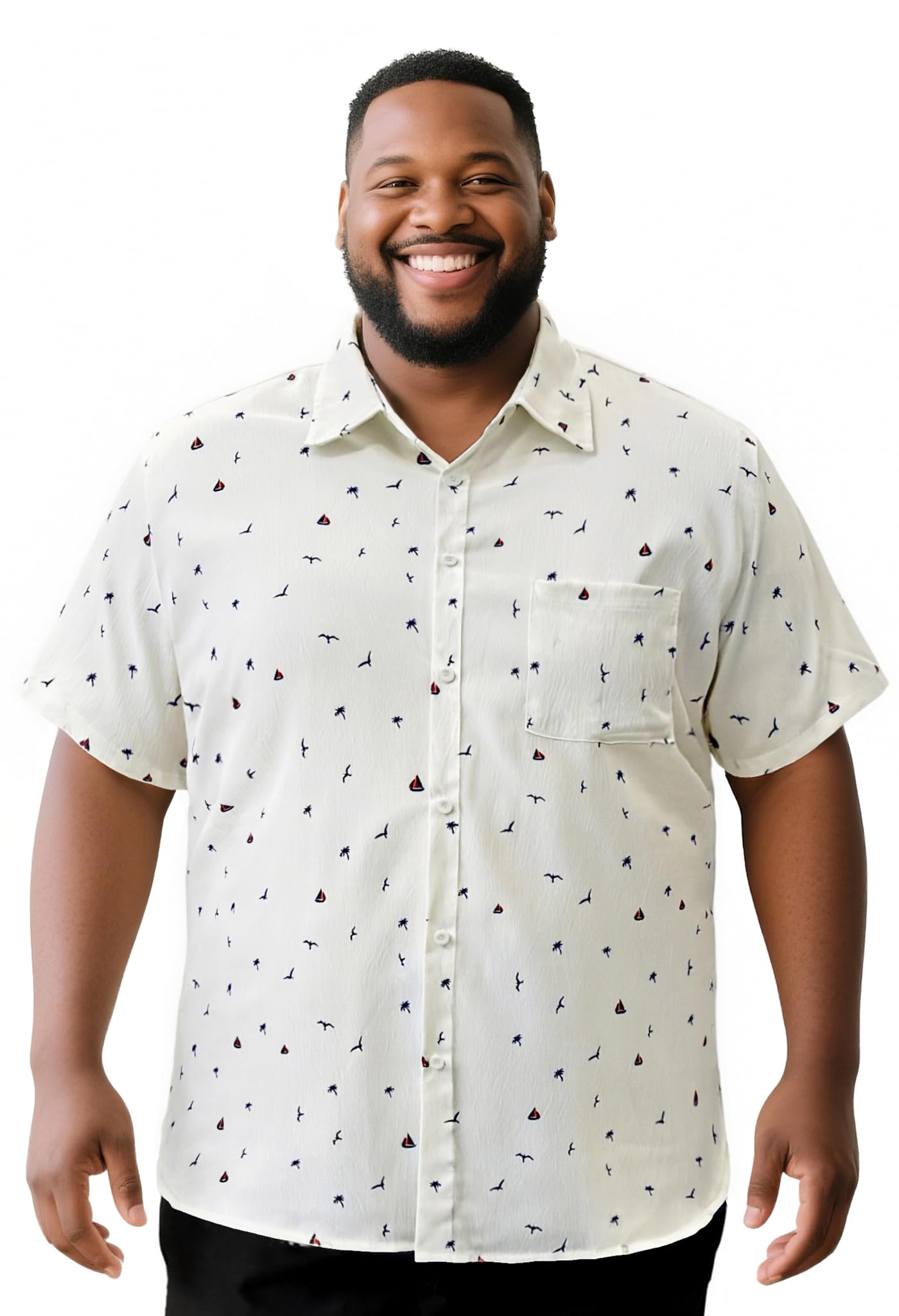 Yuyapu Button Down Shirt Men Causal Big and Tall Shirts for Men Short Sleeve Button up Summer Beach Work Shirts Plus Size