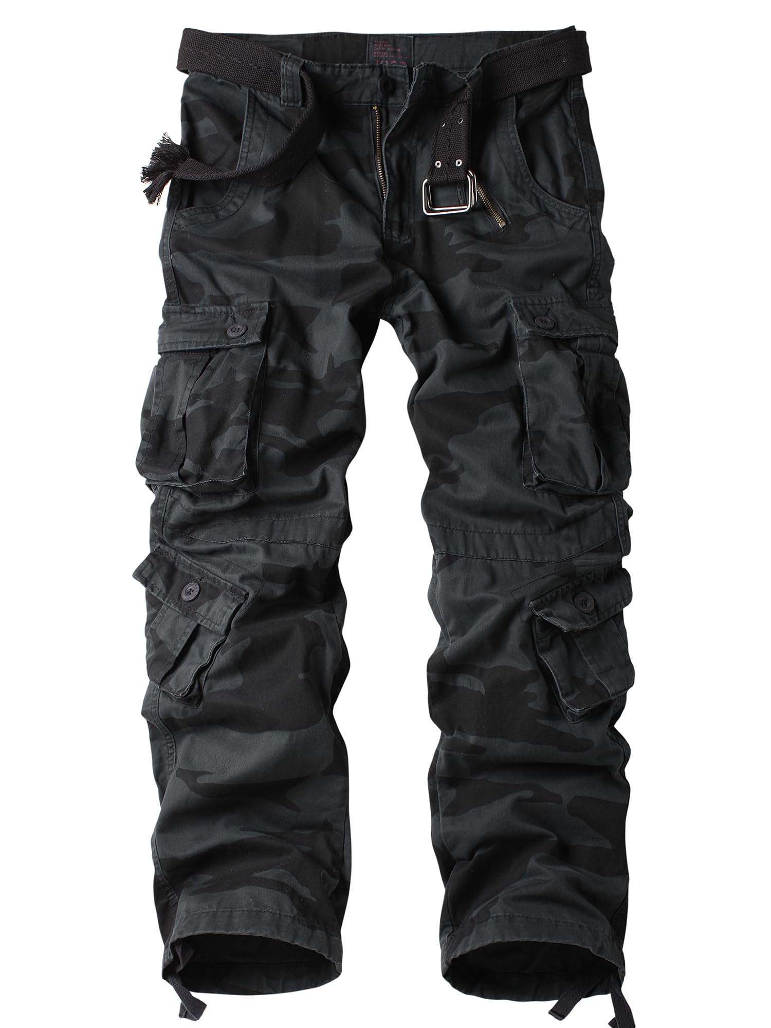 AKHIKING Men's Camo Cargo Work Pants Cotton Tactical Ripstop Casual Combat Pants with 8 Pockets