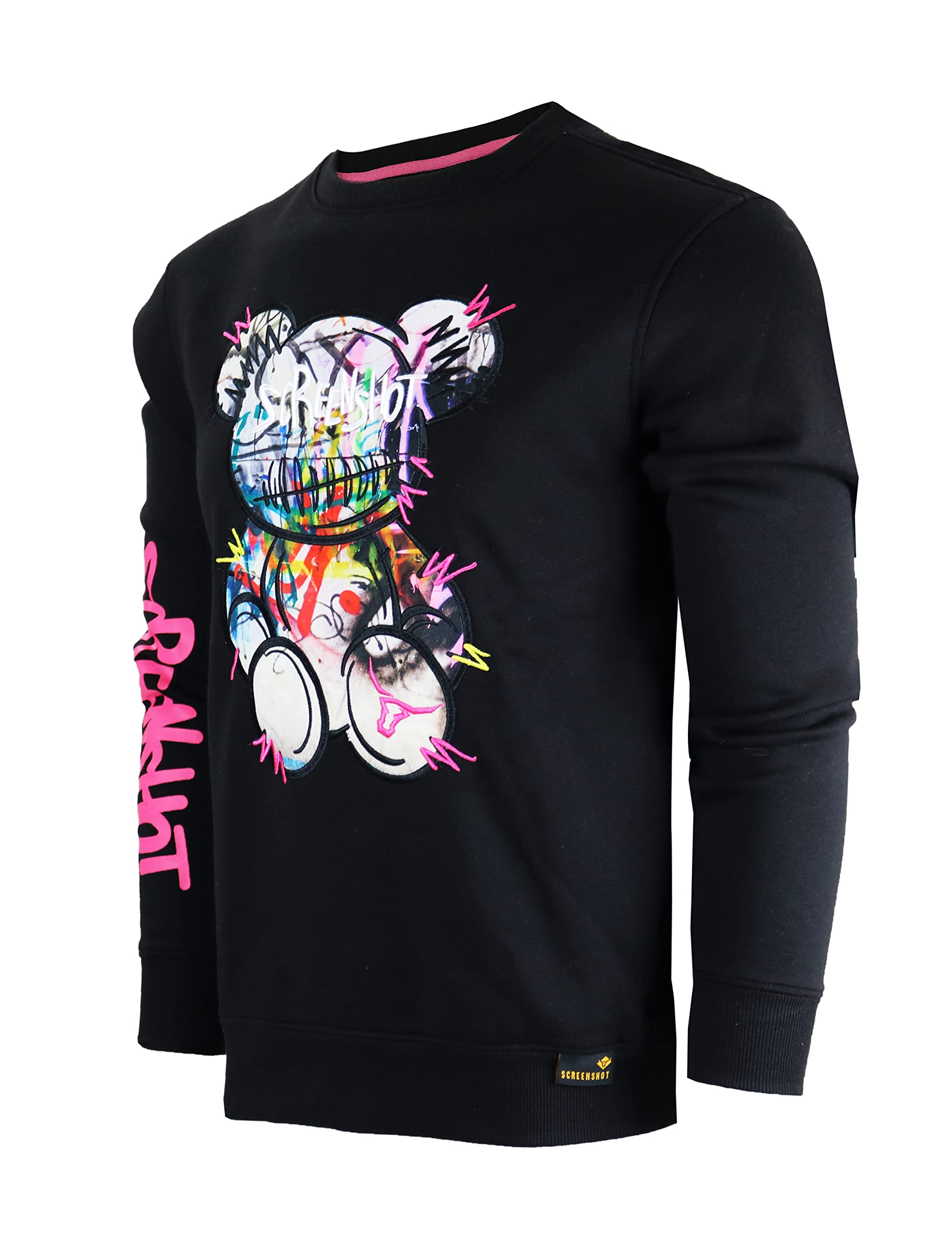SCREENSHOT Mens Urban NYC Graffiti Hip Hop Fleece Pullover Active Fashion Crew Neck Sweatshirt Top