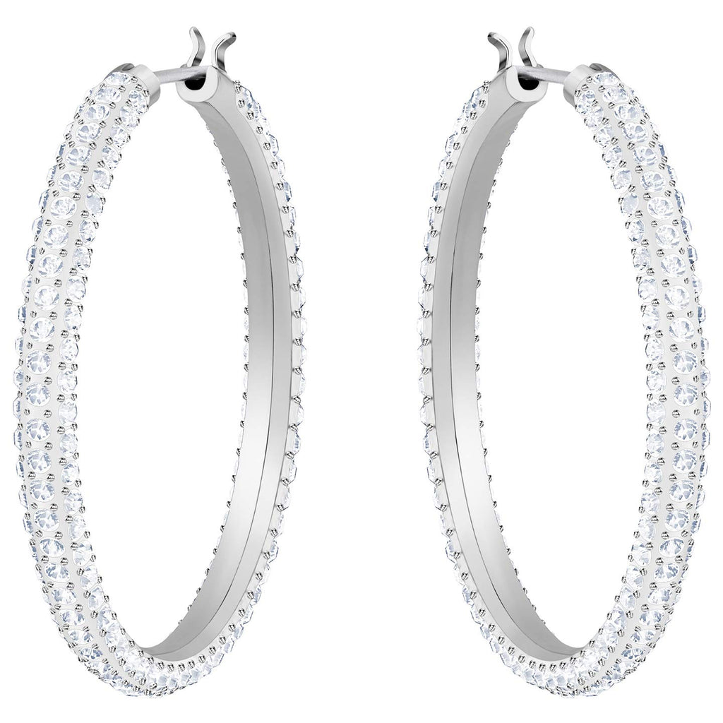 Swarovski Crystal Stone Rhodium-Plated Hoop Earrings