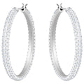 Swarovski Crystal Stone Rhodium-Plated Hoop Earrings