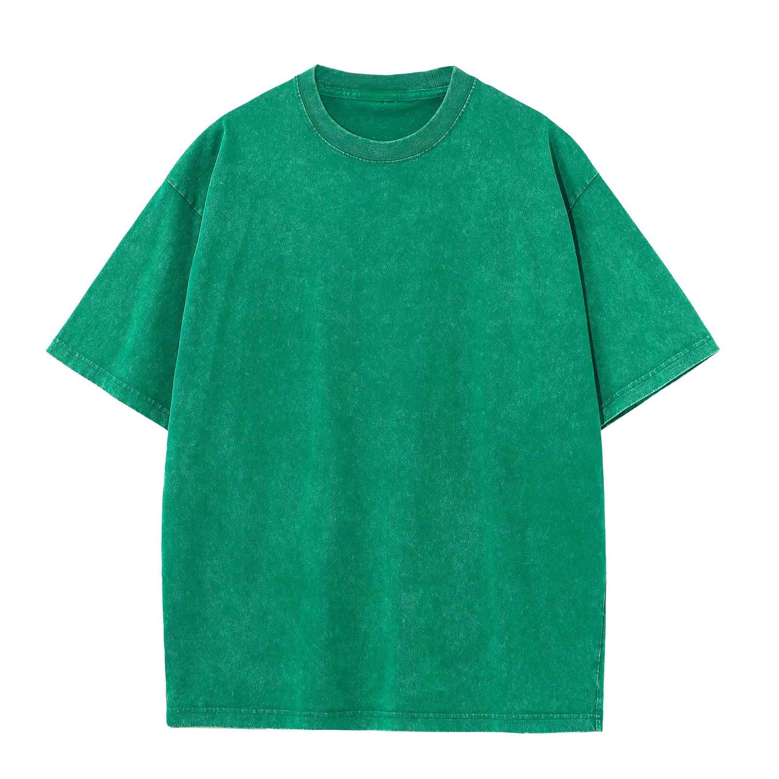 Men's Cotton T-Shirts Oversized Unisex Short Sleeves Casual Loose Wash Solid Basic Tee Tops