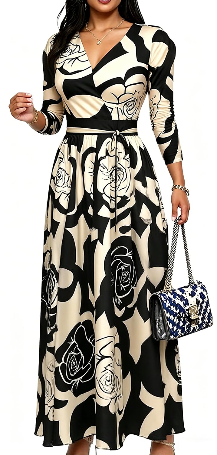 Maxi Dresses for Women Long Dress Casual V-Neck Loose Prom Dresses All Seasons