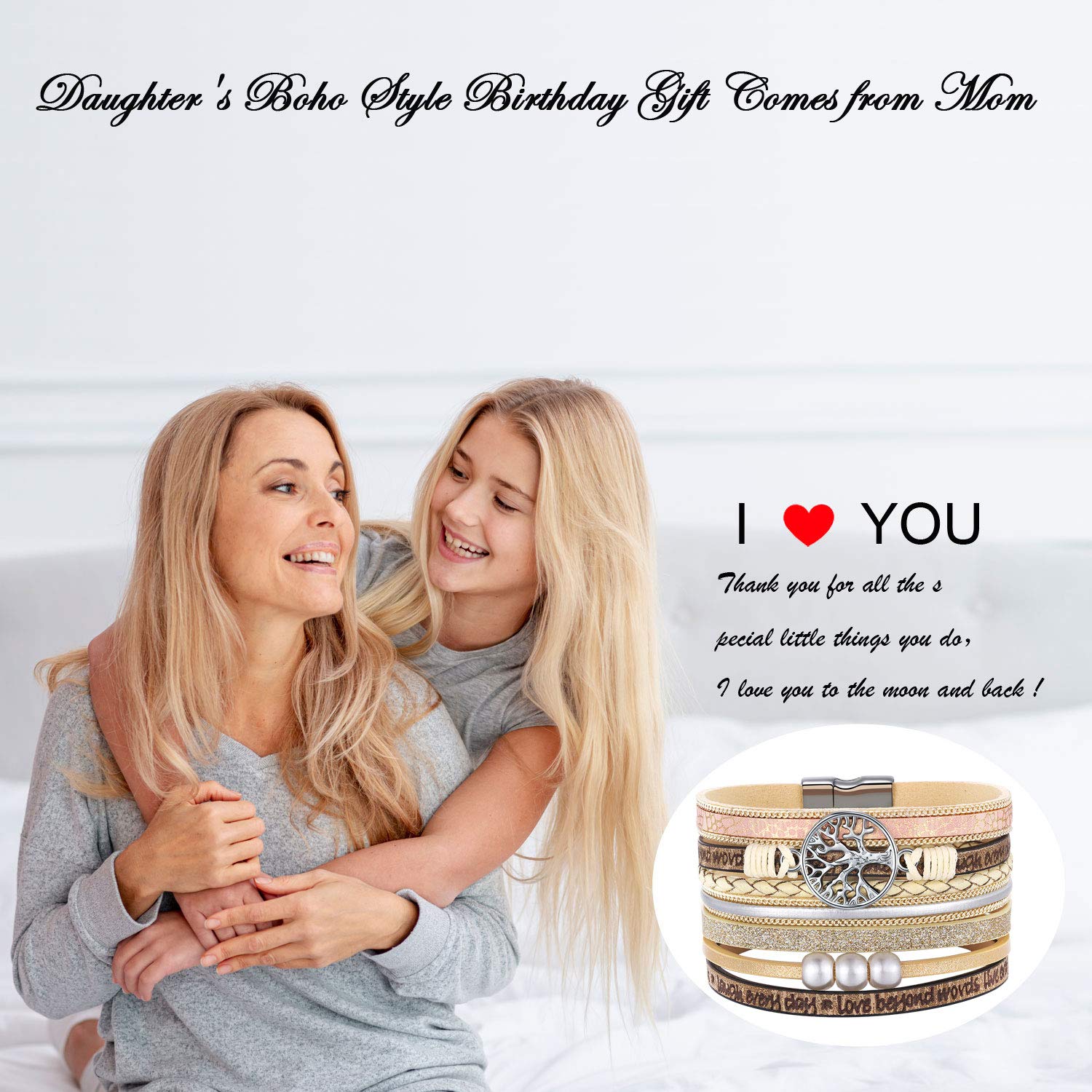 Desimtion Inspirational Tree of Life Boho Leather Wrap Bracelets for Women, Mothers Day Gifts for Mom Daughter, Bohemian Jewelry for Women Teen Girls